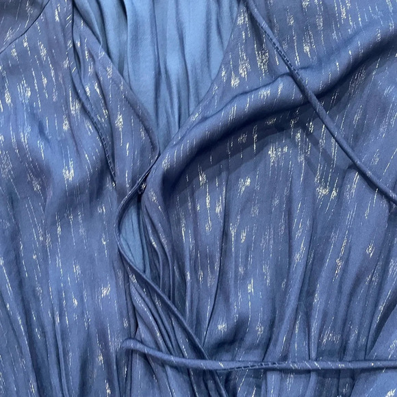 Current Air Blue Metallic Smocked Sleeve Mini Dress Size Large - Picture 11 of 13